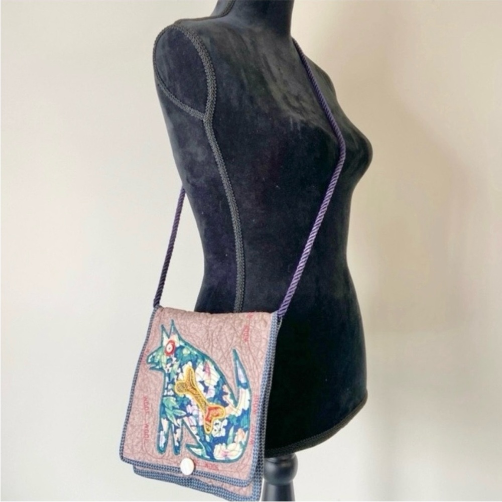 Handmade Quilted Crossbody Purse with Dog “Woof Woof”
